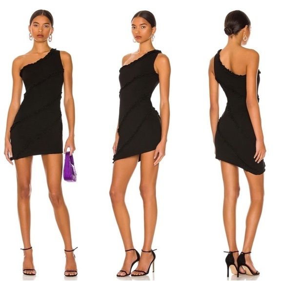 More To Come Camila One Shoulder Dress in Black Size S - Picture 1 of 11